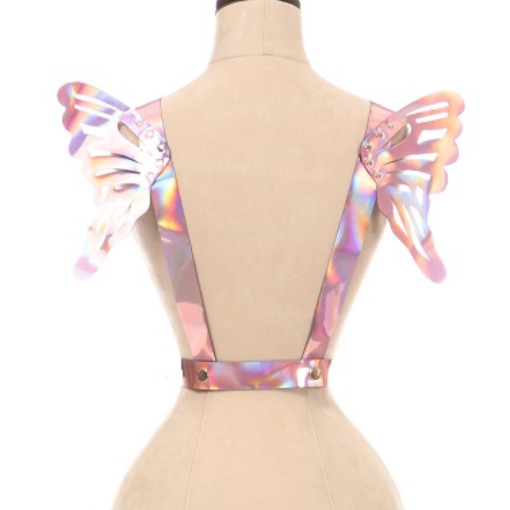 Daisy Corsets Pink Holo Body Harness w/Wings